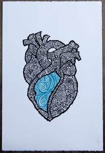 EL CORAZÓN - THE HEART - Screen Print Blue / Red