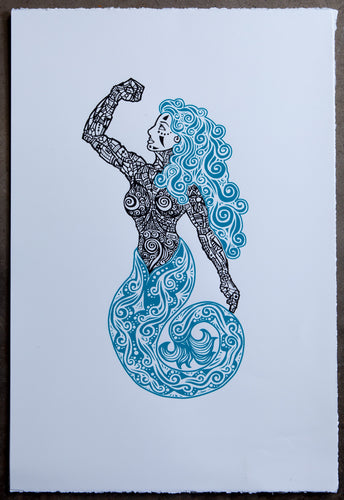 LA SIRENA - THE MERMAID - Screen Print Blue / Red
