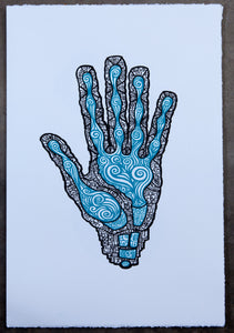 LA MANO - THE HAND - Screen Print Blue / Red