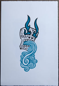 LA CALAVERA - THE SKULL - Screen Print Blue / Red