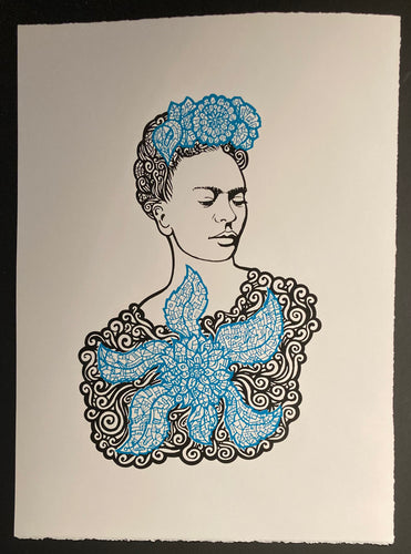 LA DAMA - THE LADY - Screen Print Blue / Red