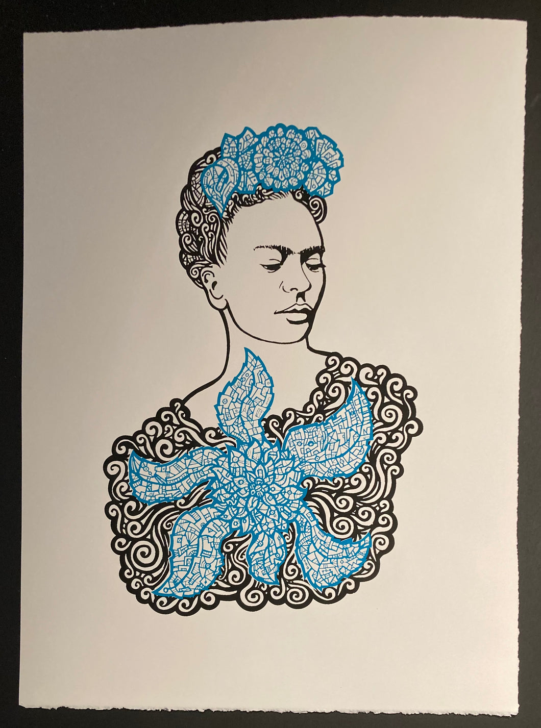LA DAMA - THE LADY - Screen Print Blue / Red