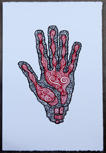 LA MANO - THE HAND - Screen Print Blue / Red