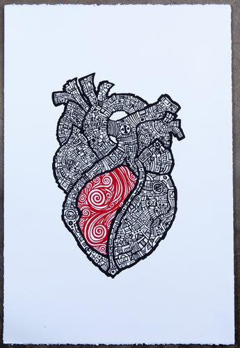 EL CORAZÓN - THE HEART - Screen Print Blue / Red