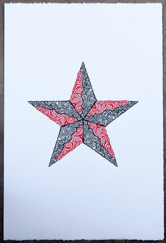 LA ESTRELLA - THE STAR - Screen Print Blue / Red