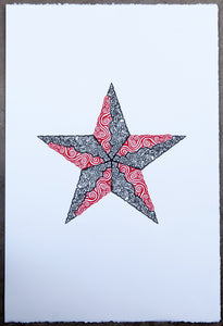 LA ESTRELLA - THE STAR - Screen Print Blue / Red